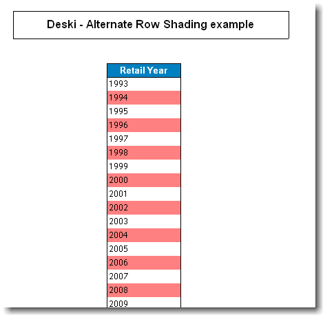 alternate row shading - deski report output